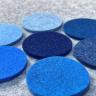 Filz in der Farbe Blau - verschiedene Farbtöne zum Vergleich