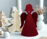 Engel und Weihnachtsbaum aus Filz zur Dekoration weiss