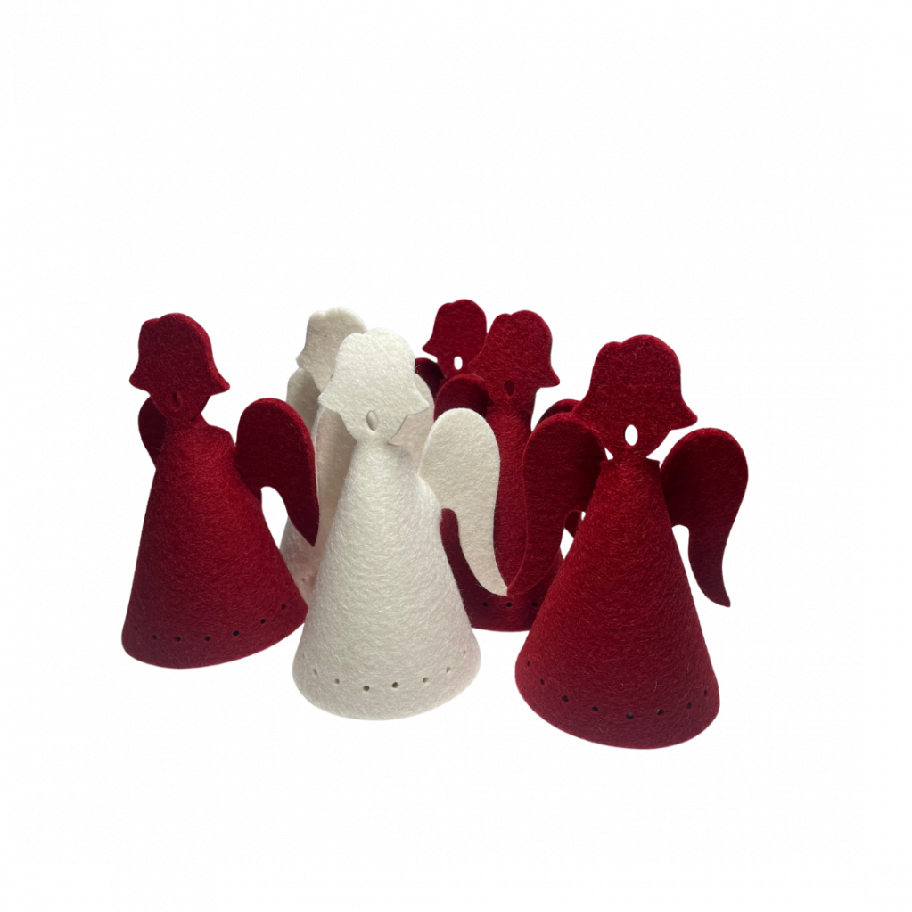 Engel aus Weihachtsdeko aus Filz (Farben: Rot & Weiss)